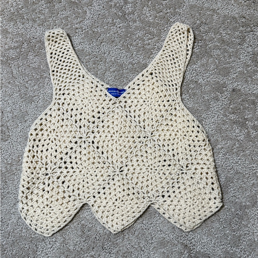 Crocheted Tank Top in Cream